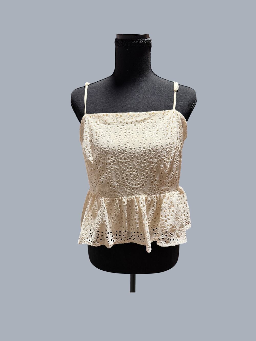 NWT A New Day Ivory Eyelet Peplum Tank Top
